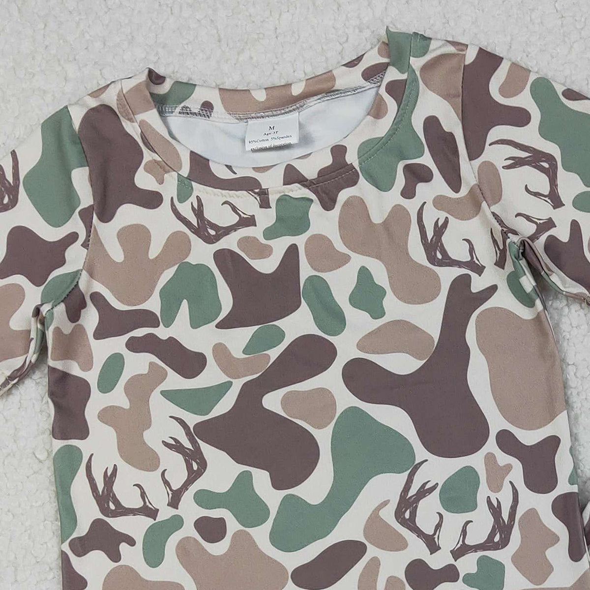 10.18 RTS NO MOQ (In stock)GSSO2708 Baby Boys Winter Outfits Baby Girls Green Brown Deer Camo Top Shorts Hunting Pajamas Sets