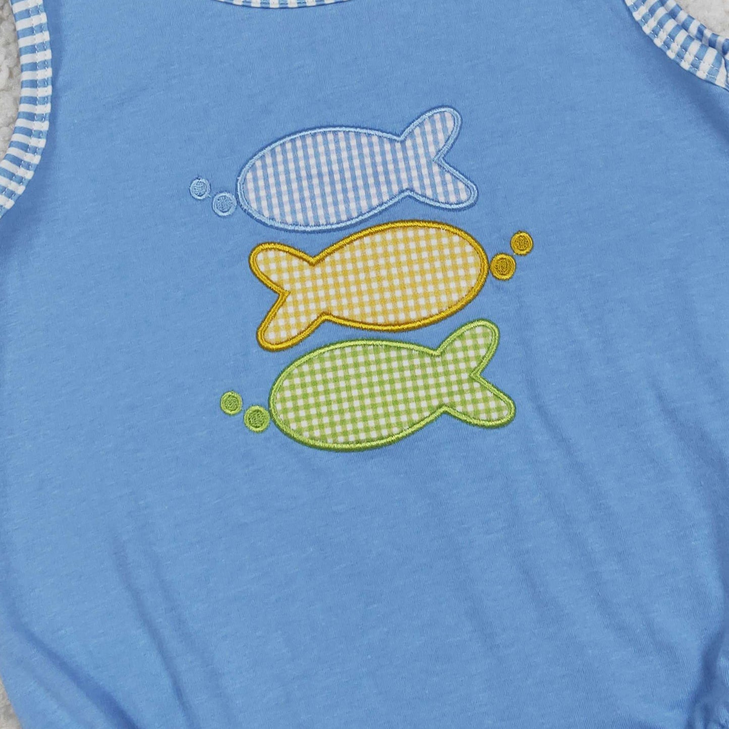 SR4005 RTS NO MOQ (In stock)Light blue sleeveless fish baby boy summer romper Reviews