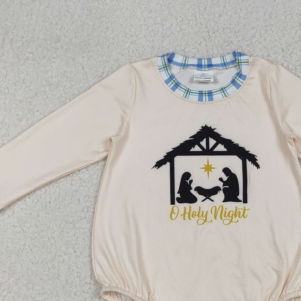 RTS NO MOQ (In stock) LR2292 Baby Boys Winter Rompers Christmas Jesus Nativity Bummies Rompers