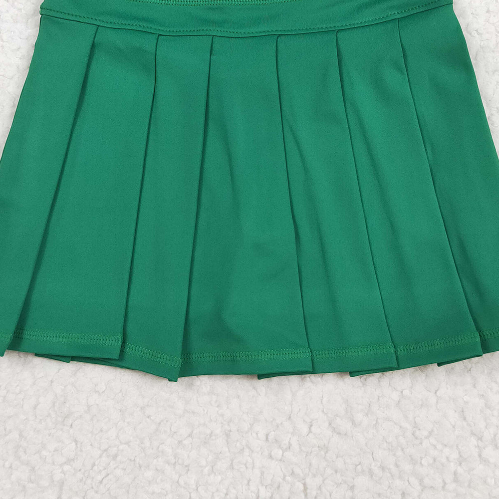 8.22 RTS NO MOQ (In stock)GLK0126 Baby Girls Summer Yoga Skirt Baby Girls Green Yoga Skorts Pleated Skirts Bottom