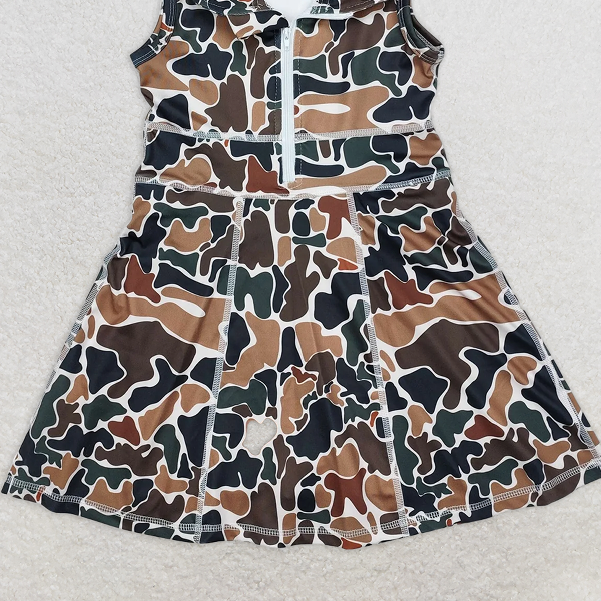 USA Shop (in stock)GSD1382 RTS NO MOQ Baby Girls Summer Sports Dress Baby Girls Brown Camo Athletic Active Wear Knee Length Dresses
