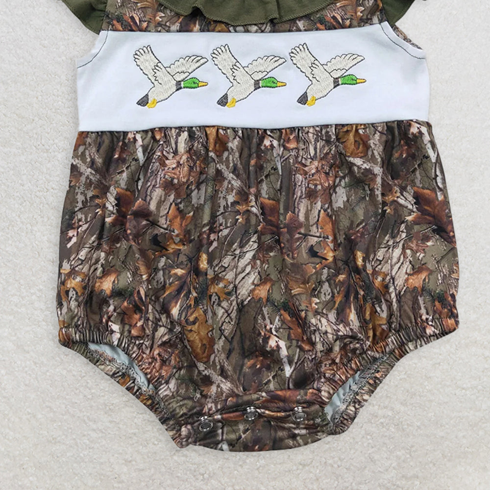 SR0358 RTS NO MOQ Baby Girls Summer Rompers Baby Girls Camo Duck Rompersv