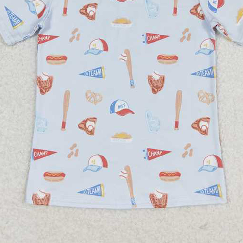 4.17 BT0665 RTS NO MOQ Short sleeves baseball pocket kids boys shirt