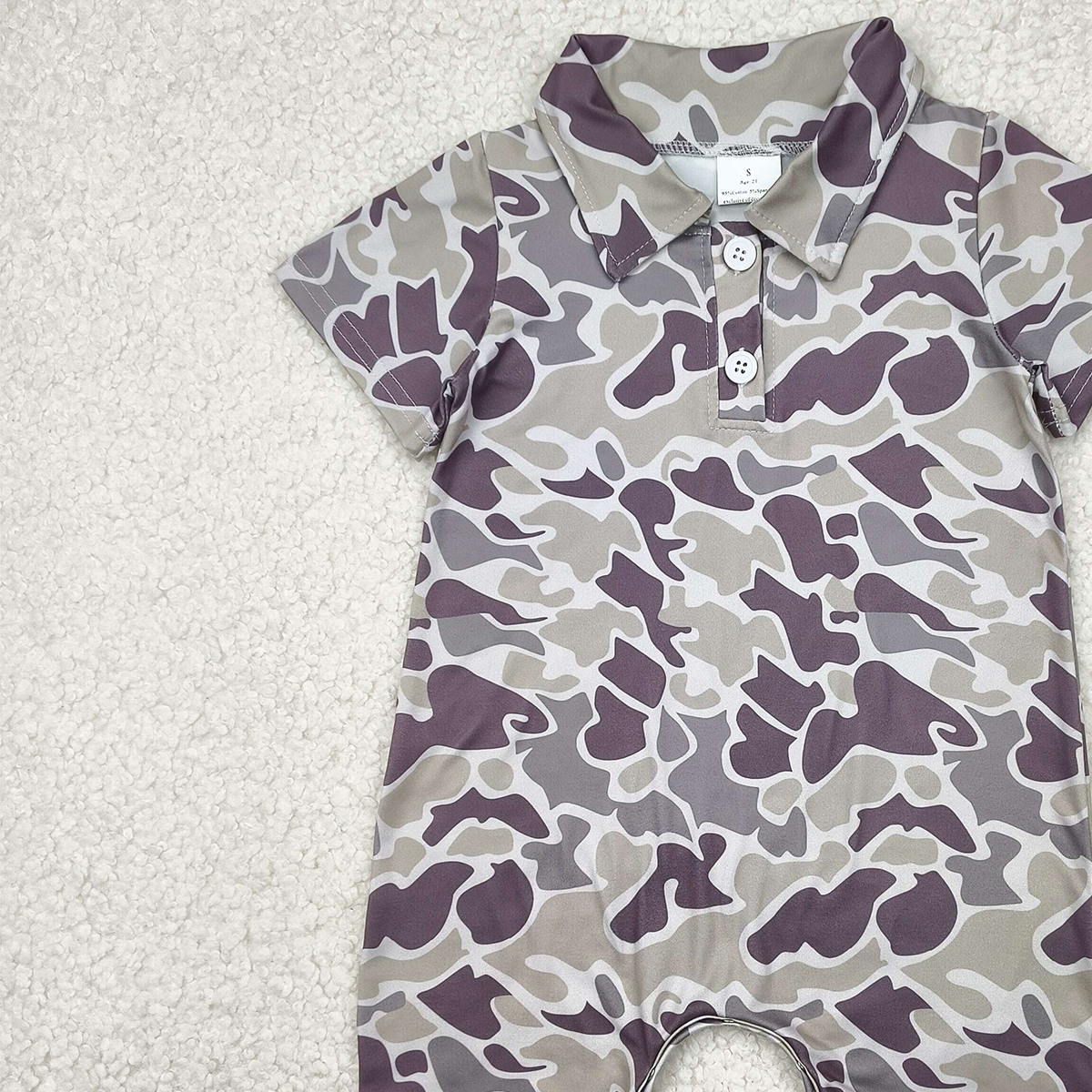USA Shop (in stock)SR2977 RTS NO MOQ  Baby Boys Summer Rompers Short sleeves camo baby boys polo romper