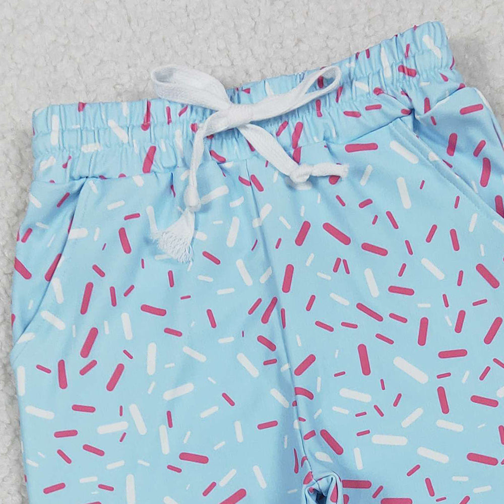 RTS NO MOQ (In stock)P0814 Baby Girls Pants Blue Drip Team Pockets Yoga Active Pants