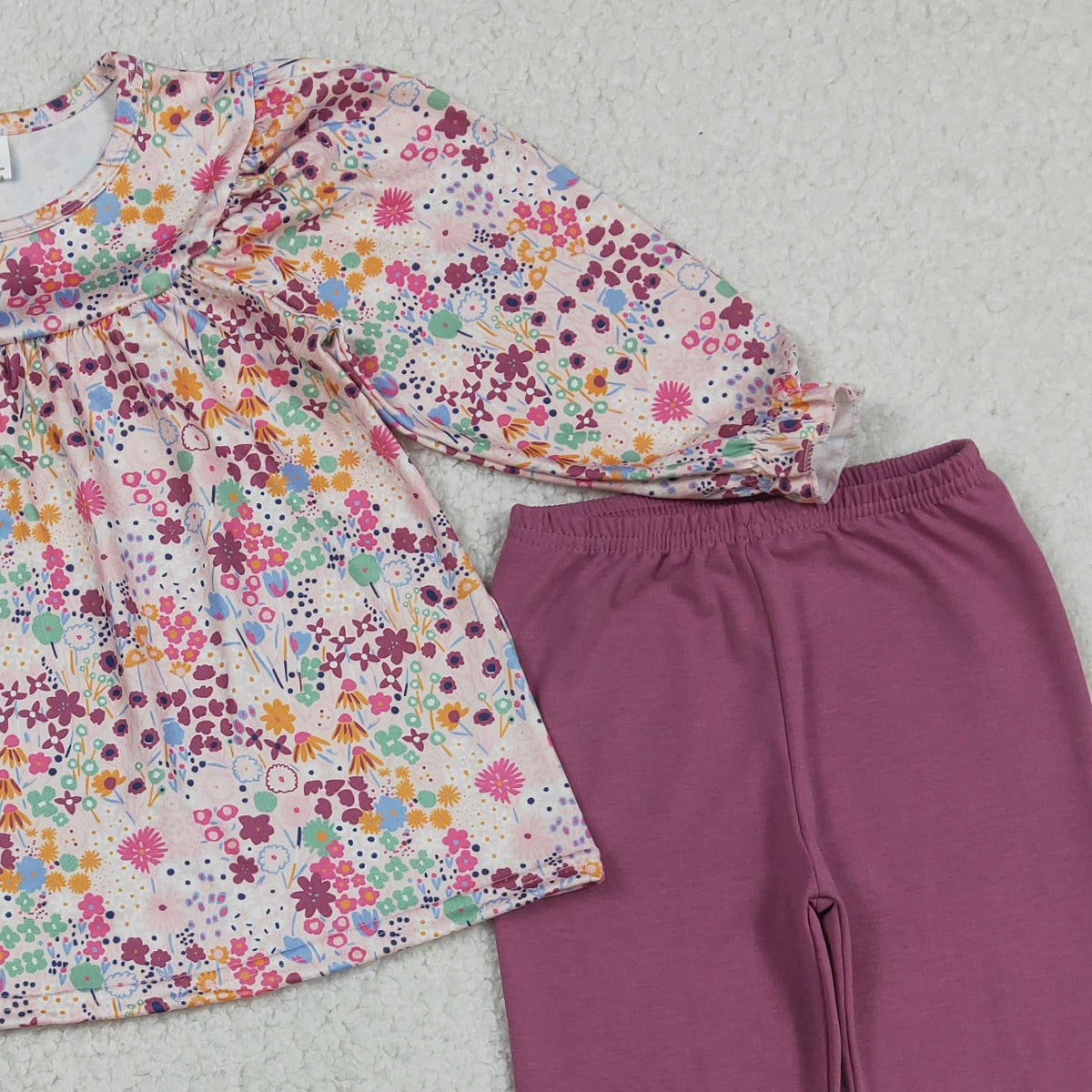 3.16 RTS NO MOQ (In stock)GLP1817 Baby Girls Fashion Colorful Flowers Tunic Legging Pants Clothes Sets