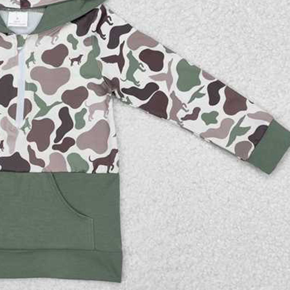 BT0914Kids Camouflage Hunting Hoodie Long Sleeve Duck Dog Print with Pocket Outdoor Casual Fashionable Youthwear