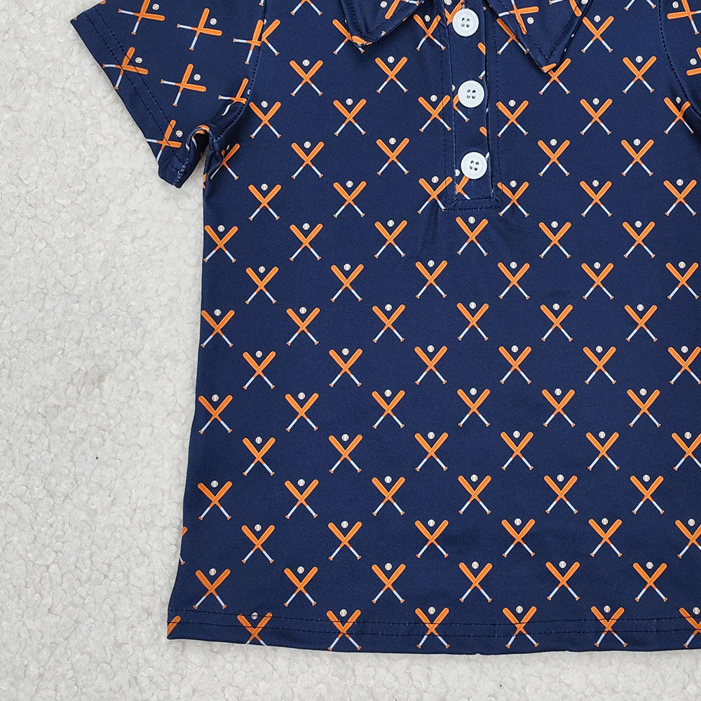 BT1120RTS NO MOQ Baby Boys Summer Tops Blue Short Sleeve Baseball Polo Shirt for Kids Boys Ages 7-14 Comfortable Breathable Fashionable Clothing