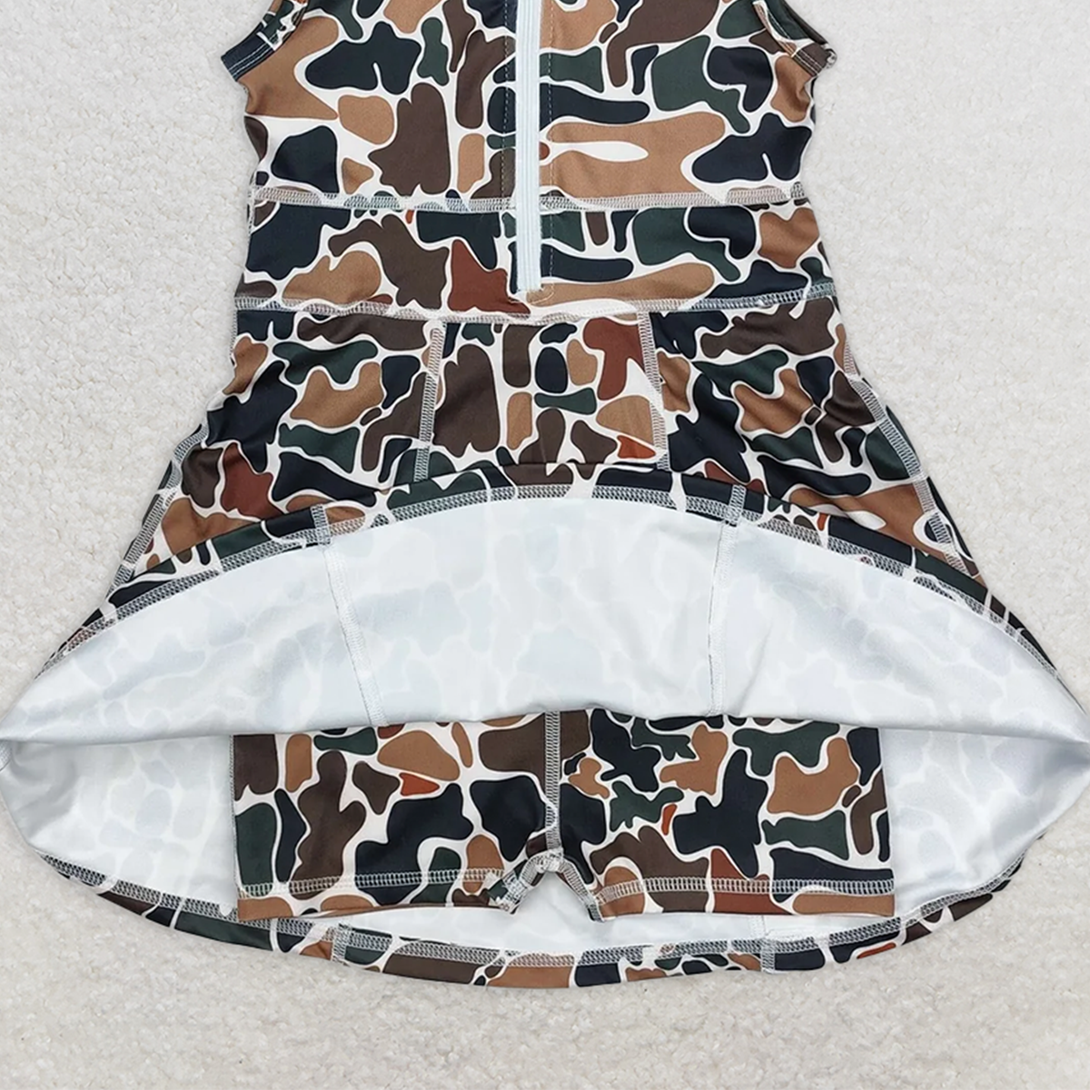 USA Shop (in stock)GSD1382 RTS NO MOQ Baby Girls Summer Sports Dress Baby Girls Brown Camo Athletic Active Wear Knee Length Dresses