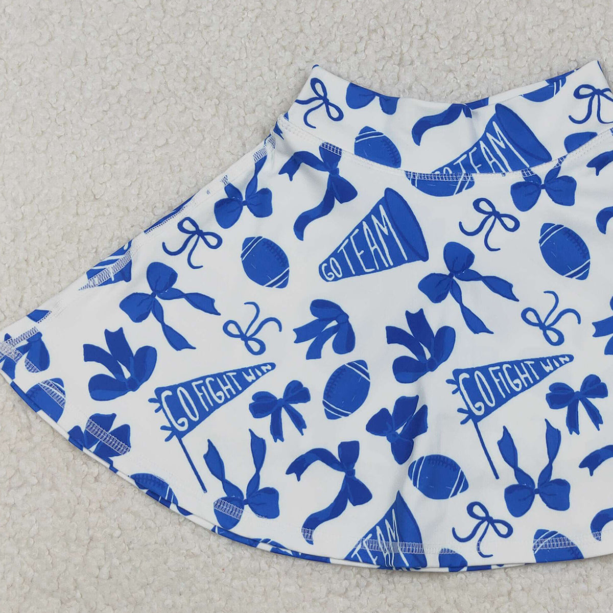 10.20 RTS NO MOQ (In stock)GLK0138 Baby Girls Blue Bows Footballs Go Team Yoga Active Skirt Shorts Bottom