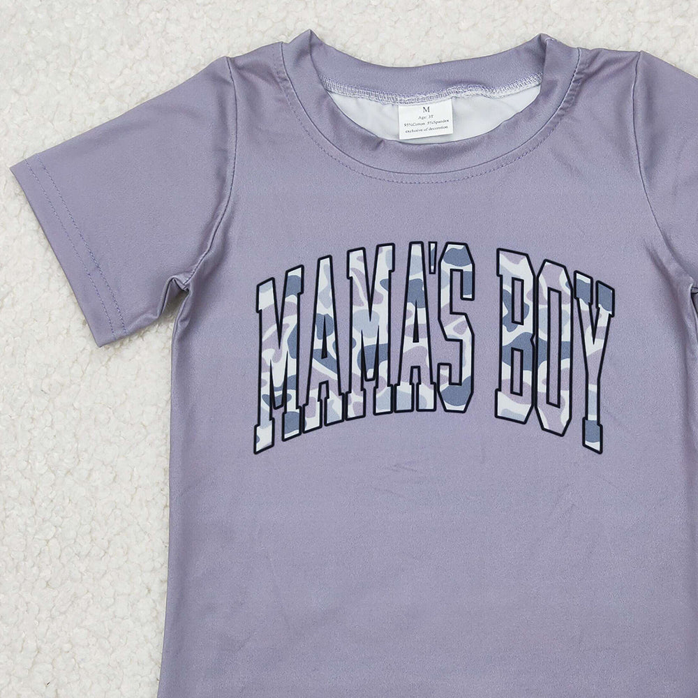 5.19 BT1187 RTS NO MOQ Short sleeves grey camo mama's boy children shirt