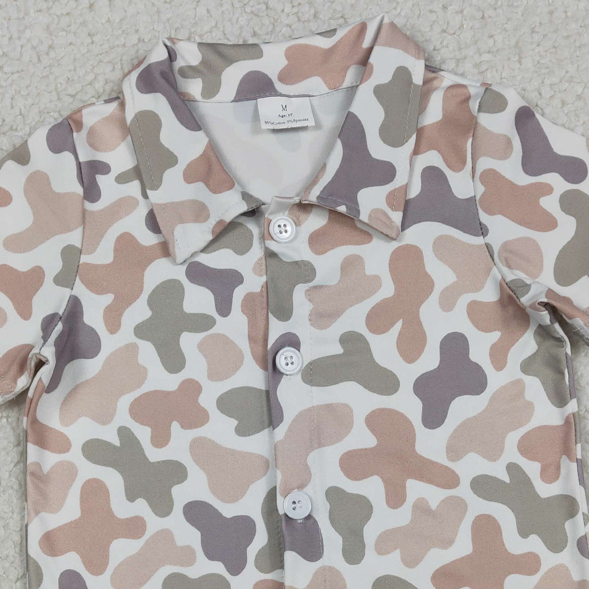 1.9 RTS NO MOQ (In stock)BT1564 Baby Boys Southern Light Grey Khaki Camo Button Shirts Top