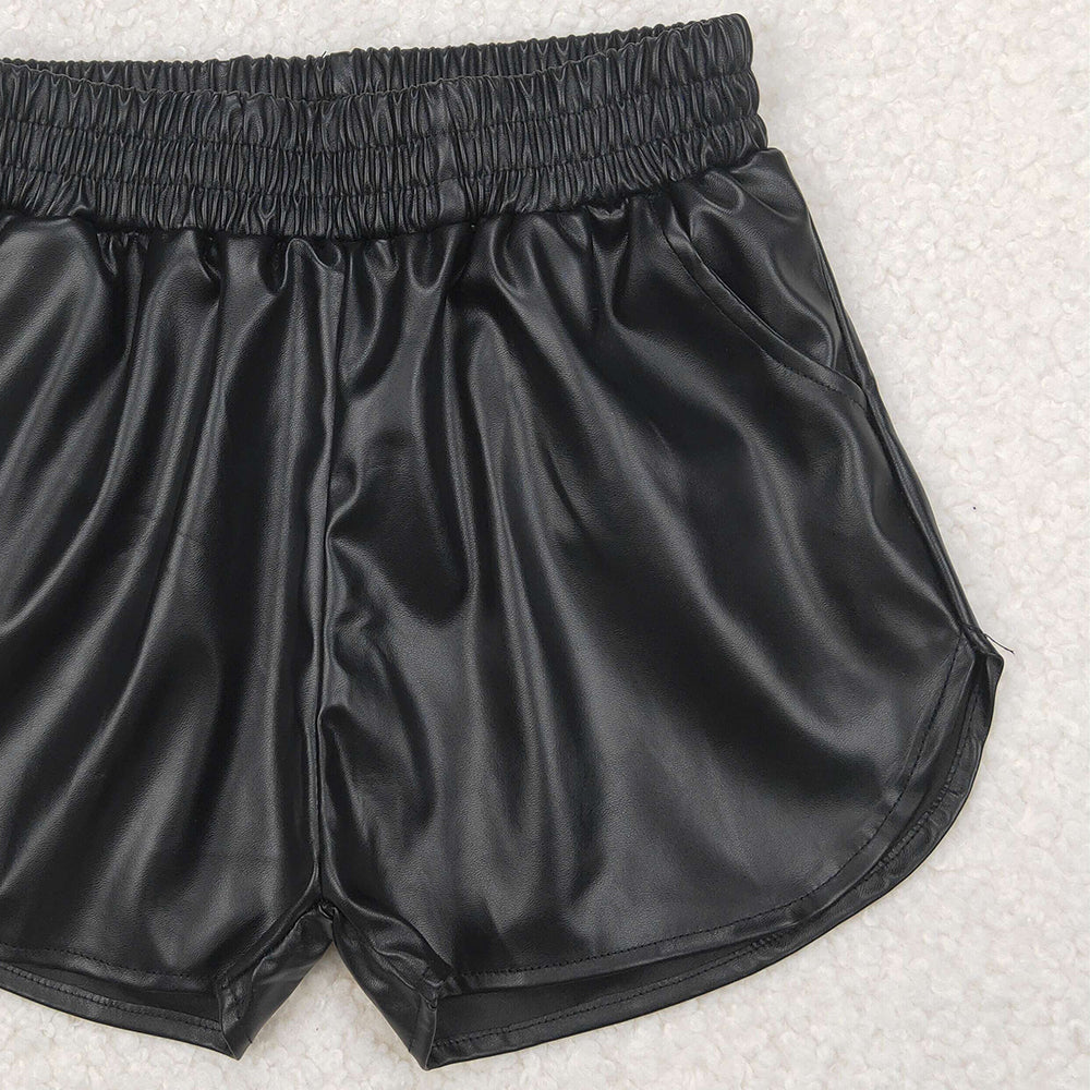 USA Shop (in stock)SS0413 RTS NO MOQ Baby Girls Summer Pants Black elastic waist kids girls summer shorts