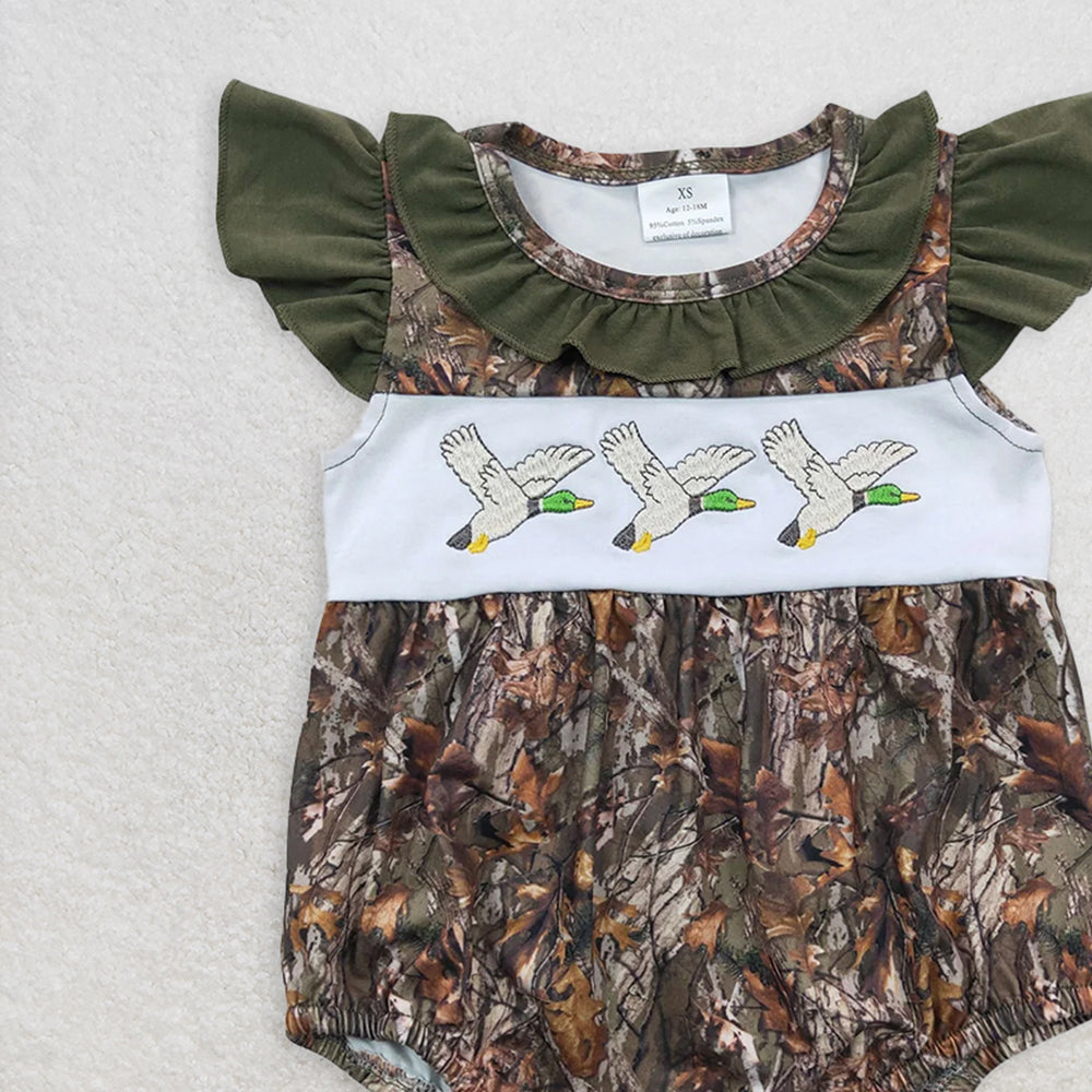 SR0358 RTS NO MOQ Baby Girls Summer Rompers Baby Girls Camo Duck Rompersv