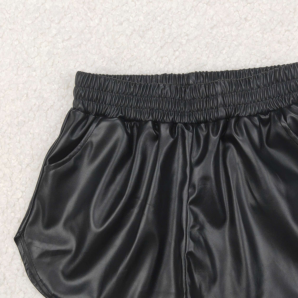 USA Shop (in stock)SS0413 RTS NO MOQ Baby Girls Summer Pants Black elastic waist kids girls summer shorts