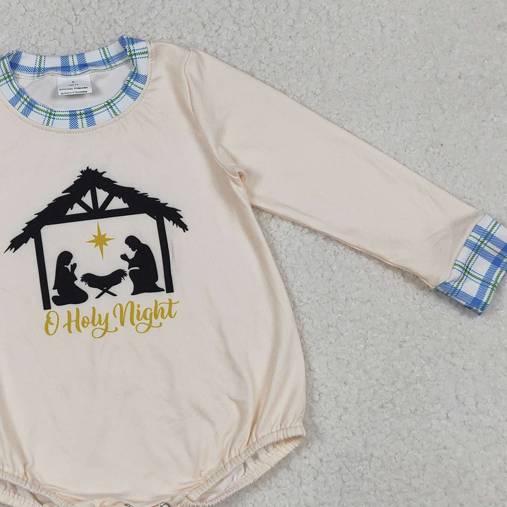 RTS NO MOQ (In stock) LR2292 Baby Boys Winter Rompers Christmas Jesus Nativity Bummies Rompers