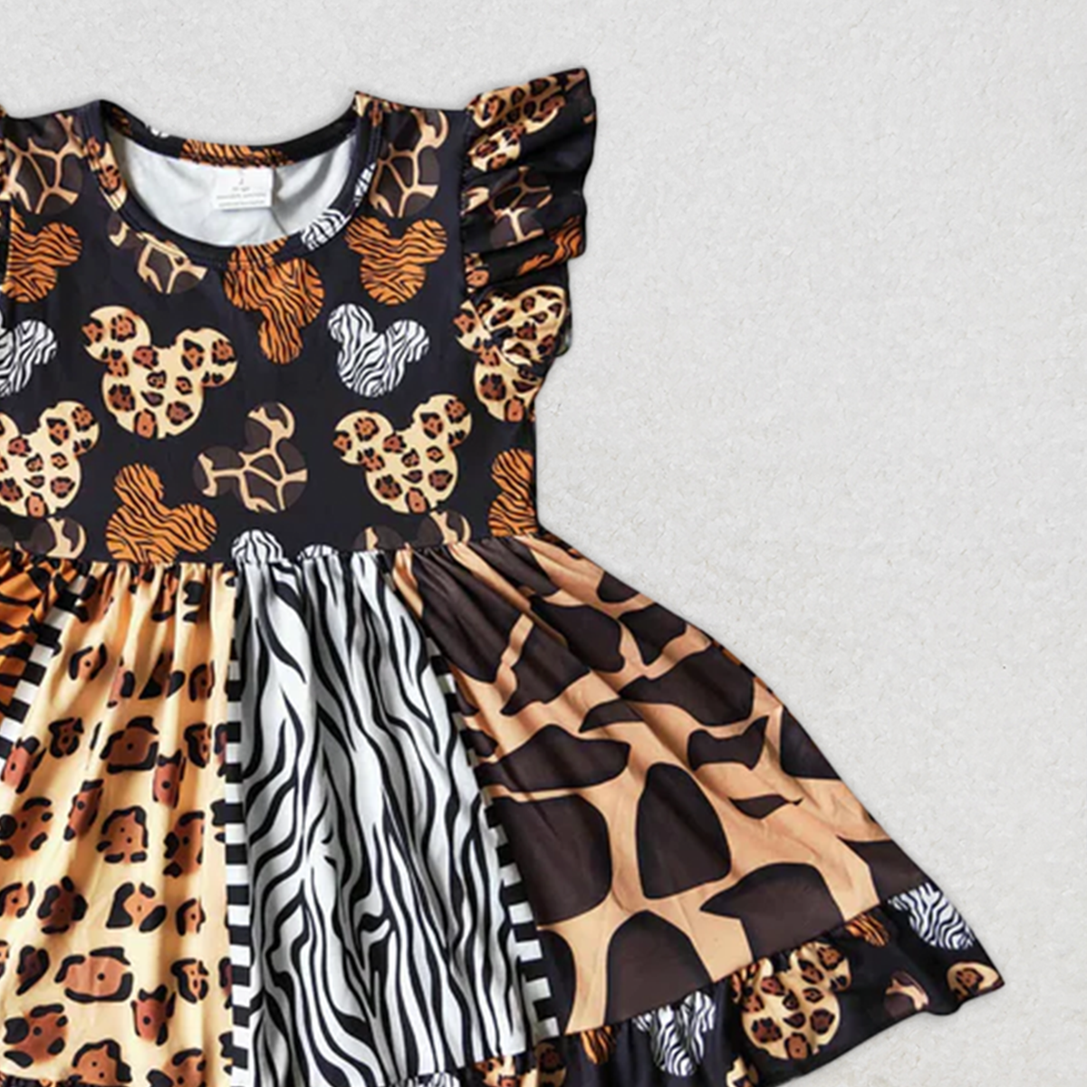 7.18 D8-30 RTS NO MOQ Baby Girls Summer Dress baby girls Halloween dress over knee Leopard print clothes flying sleeve