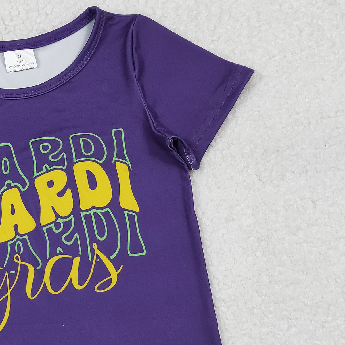 10.23 RTS NO MOQ (In stock)GT1253 Baby Girls Summer Tops Baby Girls Purple Short Sleeve Mardigras Tee Shirts Top