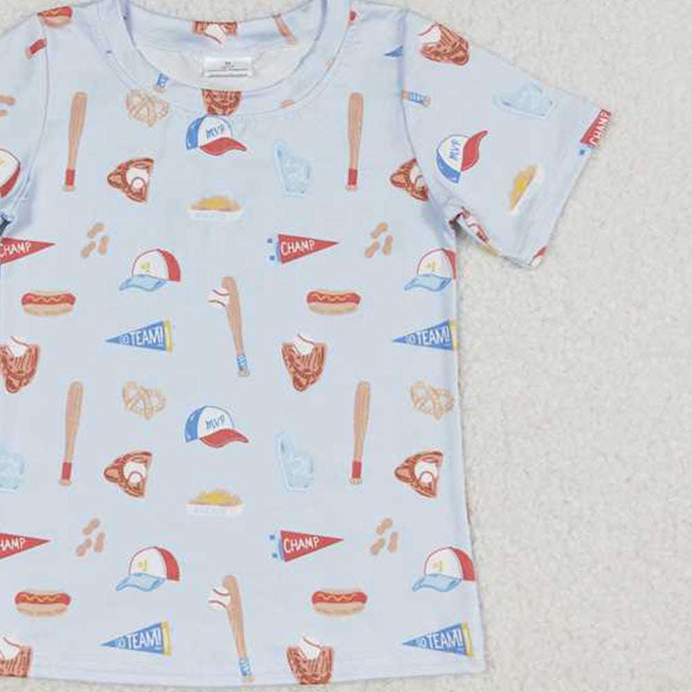 4.17 BT0665 RTS NO MOQ Short sleeves baseball pocket kids boys shirt