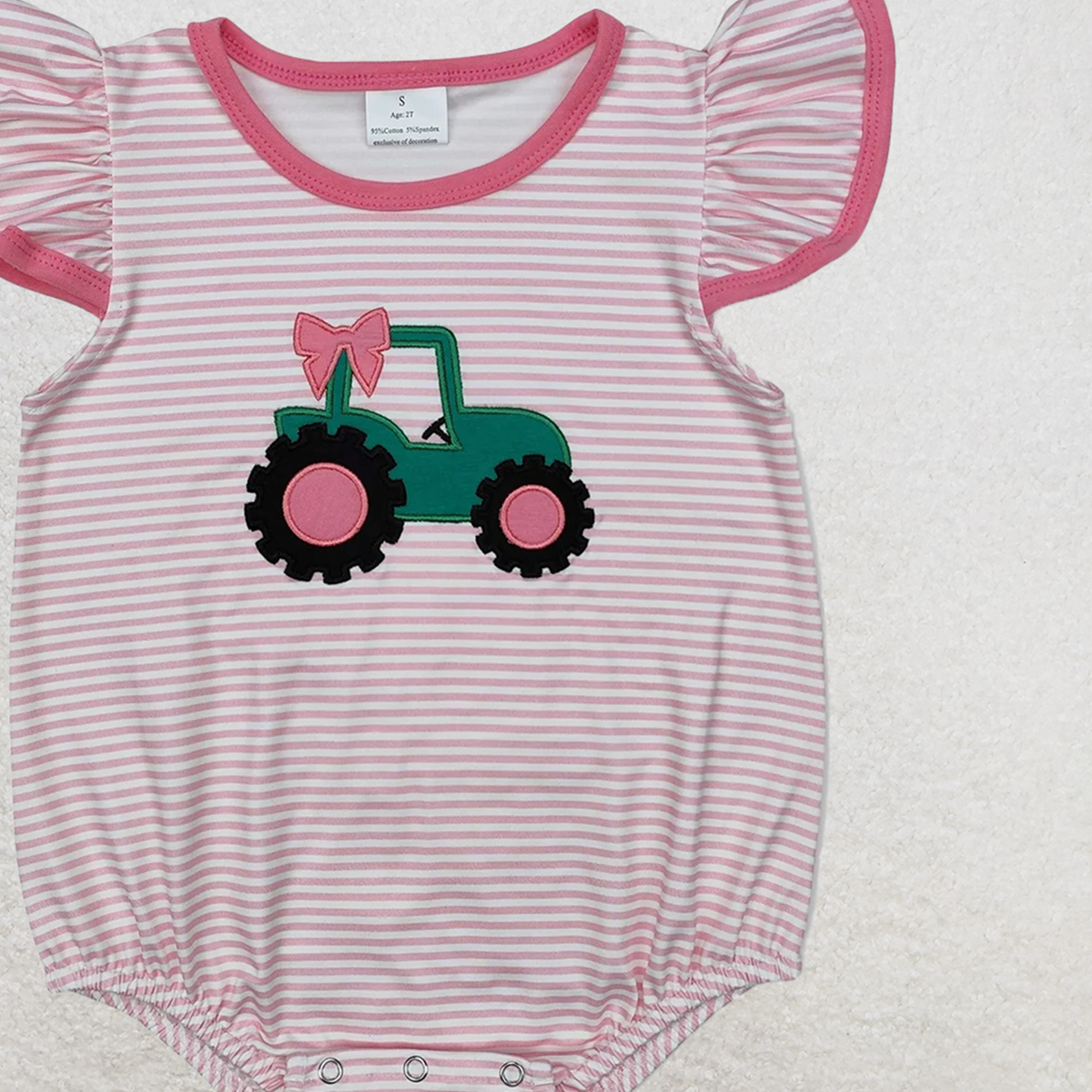 SR2432 RTS NO MOQ Baby Girls Summer Rompers baby girls clothes embroidery pink flying sleeve Romper