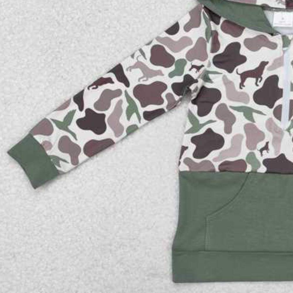BT0914Kids Camouflage Hunting Hoodie Long Sleeve Duck Dog Print with Pocket Outdoor Casual Fashionable Youthwear
