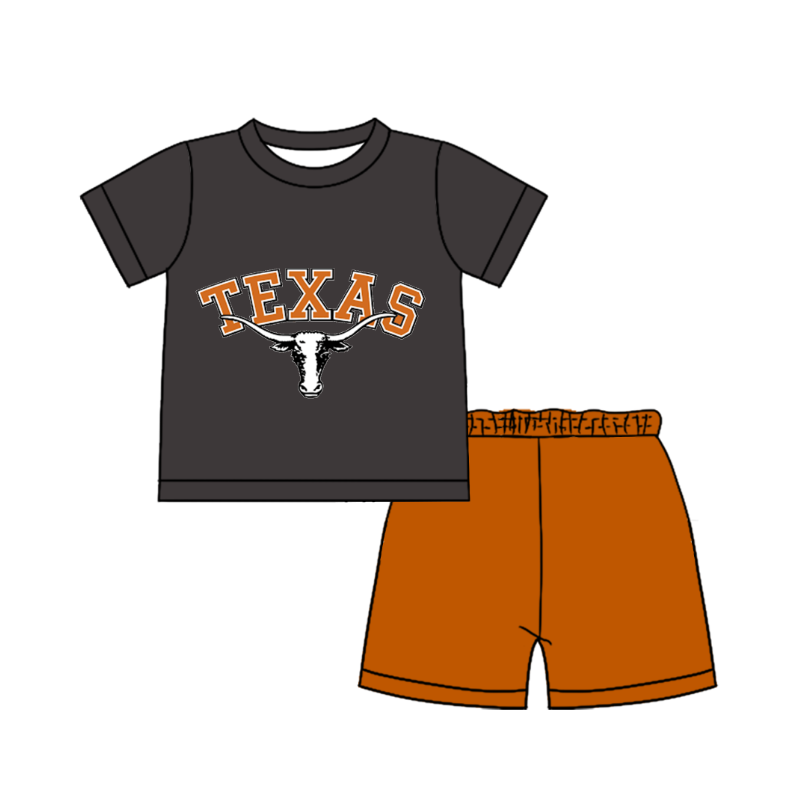 CUSTOM MOQ 5 Cute Comfortable Clothing For Boys Baby Boys Summer Gray Cow Top Shorts Clothes Sets