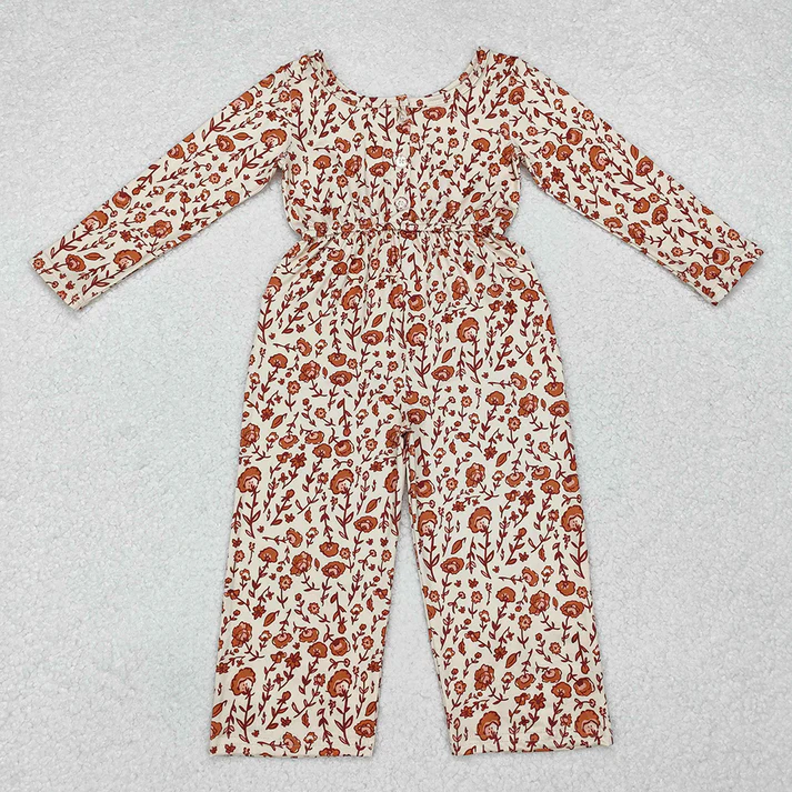 Baby Girls Groovy Flowers Long Sleeve Fall Jumpsuits