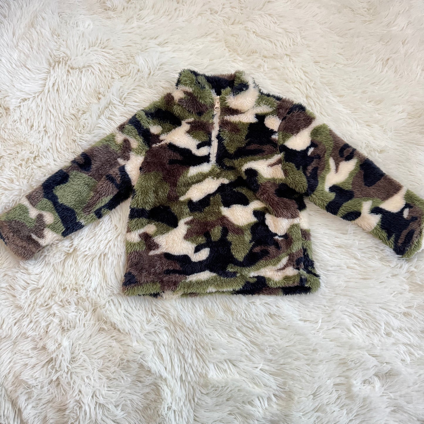 11.26 RST BT0737 Baby Boys Green Camo Zip Pullovers Tee Tops