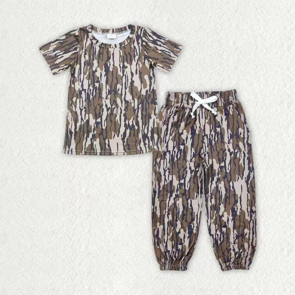 12.6 RTS Sibling Baby Boys Southern Camo Top Pockets Jogger Pants Clothes Sets