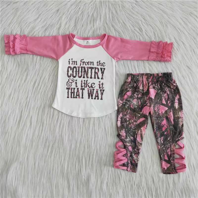 9.17 6 A10-12 Baby Girls Winter Outfits Country Pink camo legging set