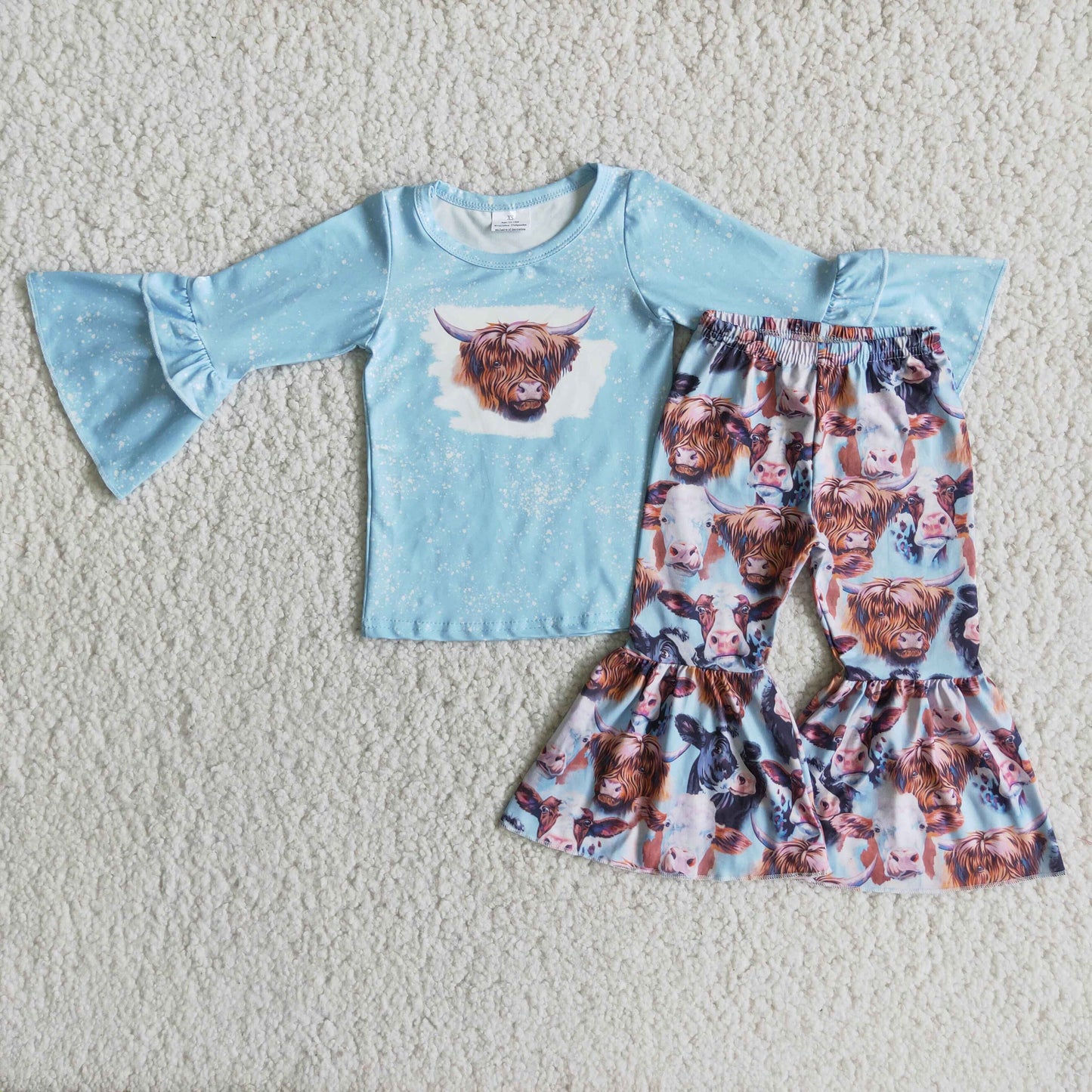 9.18 6 A13-13 Baby Girls Winter Outfits Heifer Bleached bell pants set