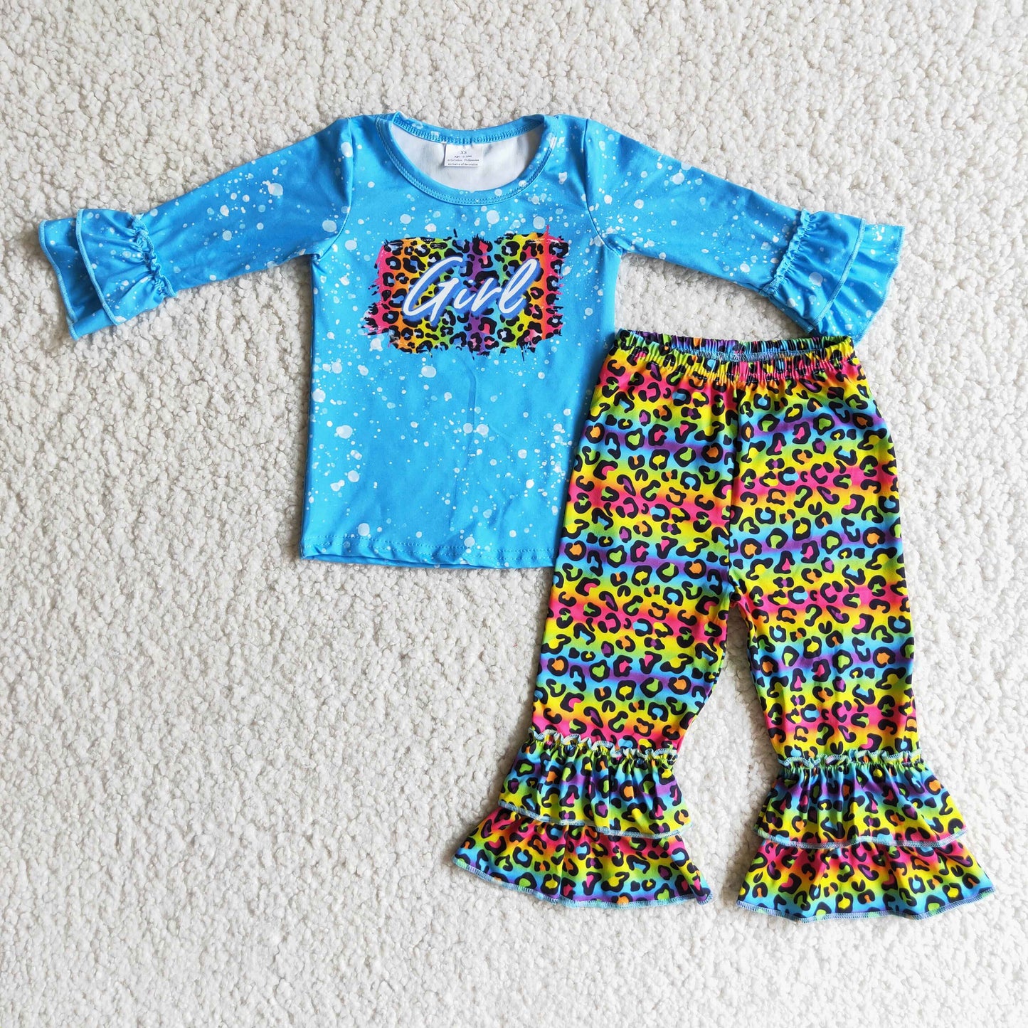 9.18 6 A13-19 Baby Girls Winter Outfits Girls leopard colorful outfits sets