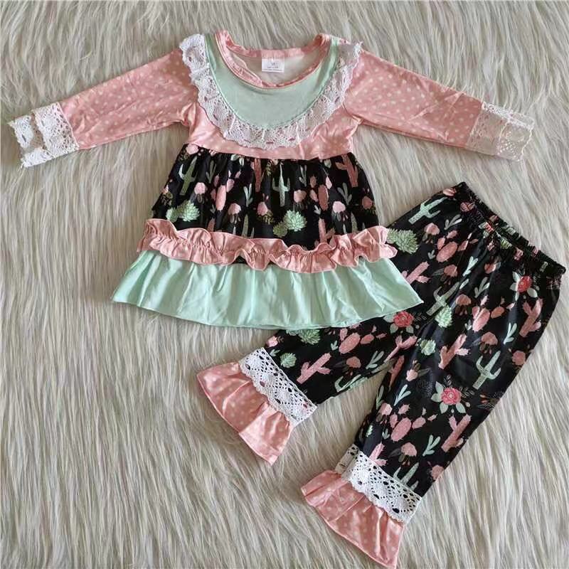 9.18 6 A14-11 Baby Girls Winter Outfits Baby Girls Cactus ruffle pants fall outfits clothes sets