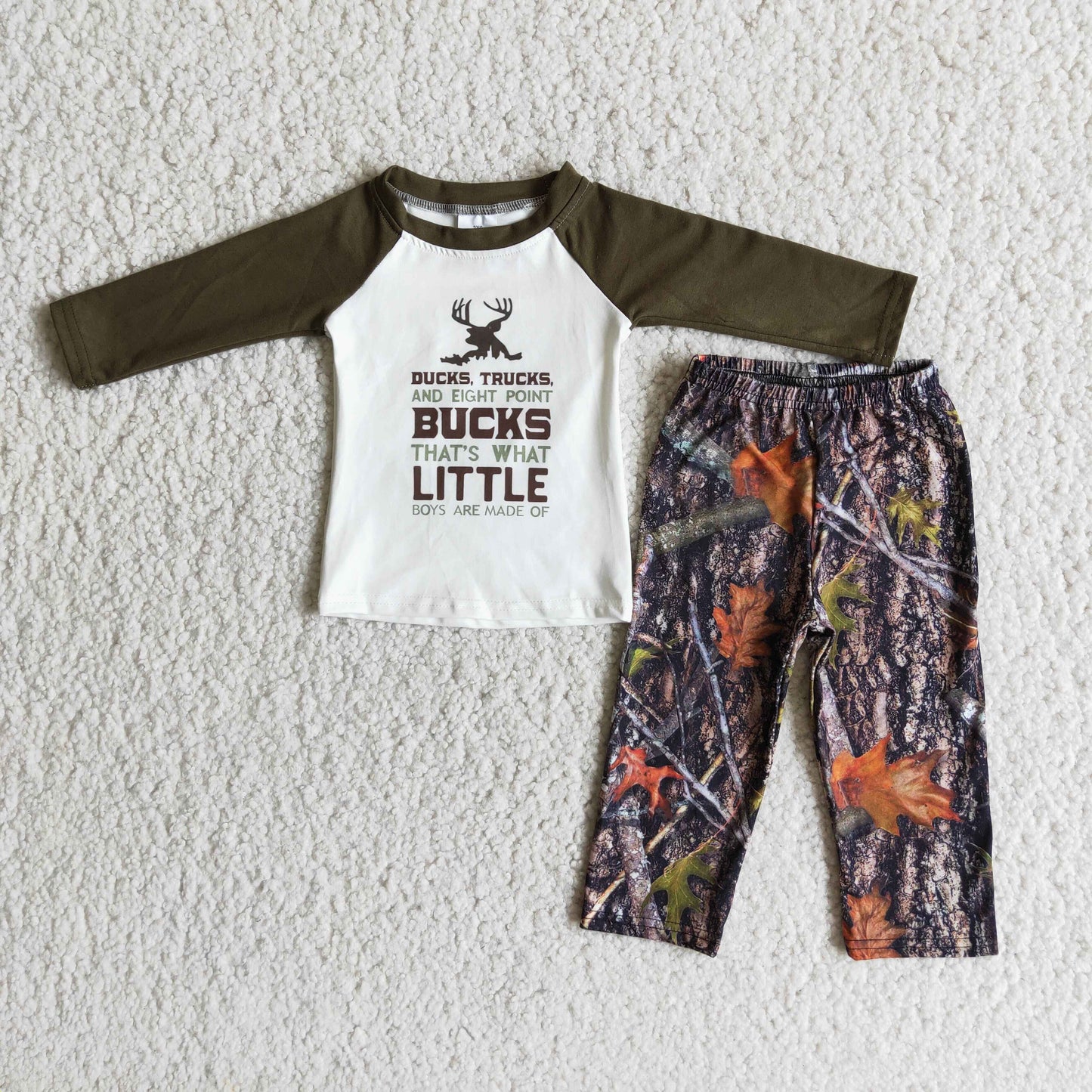 9.18 6 A15-15 Baby Boys Winter Outfits Boys Deer print Camo pants sets