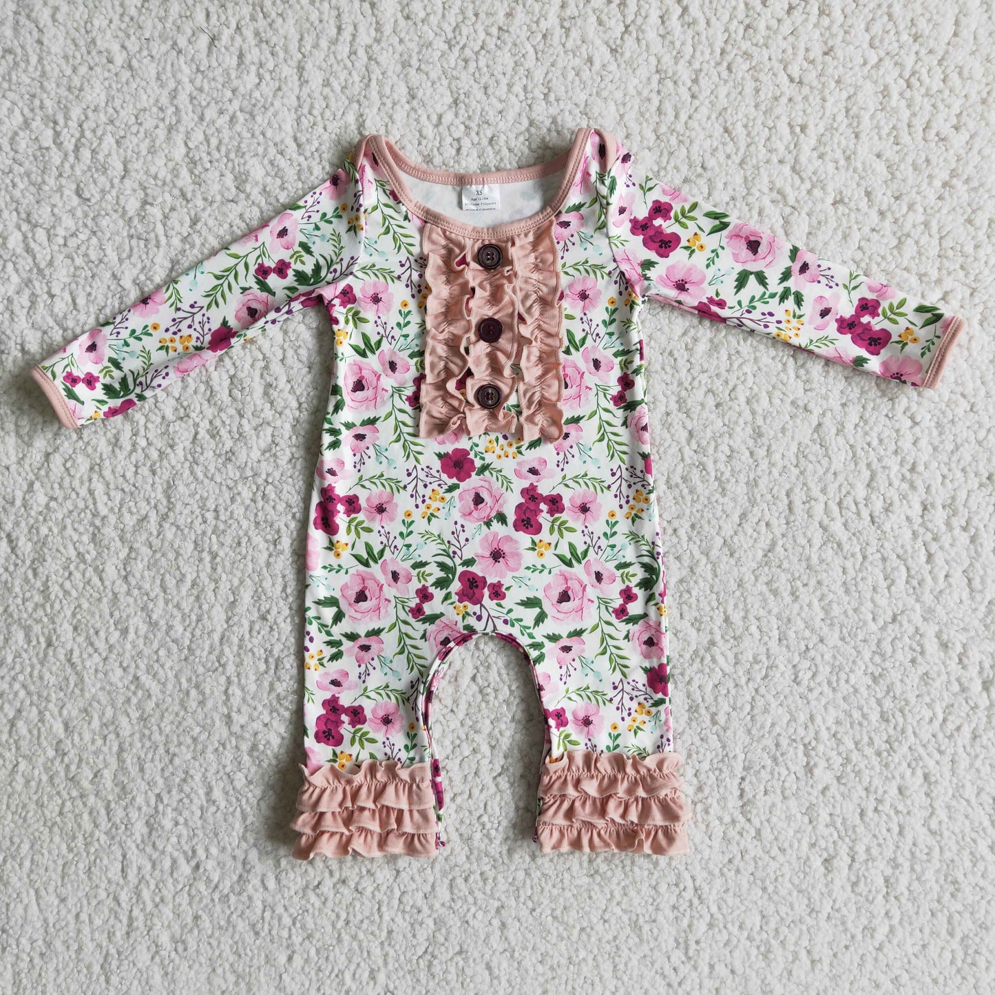 12.20 6 A22-3 RTS No Moq Clearance Baby girls Pink Floral fall rompers