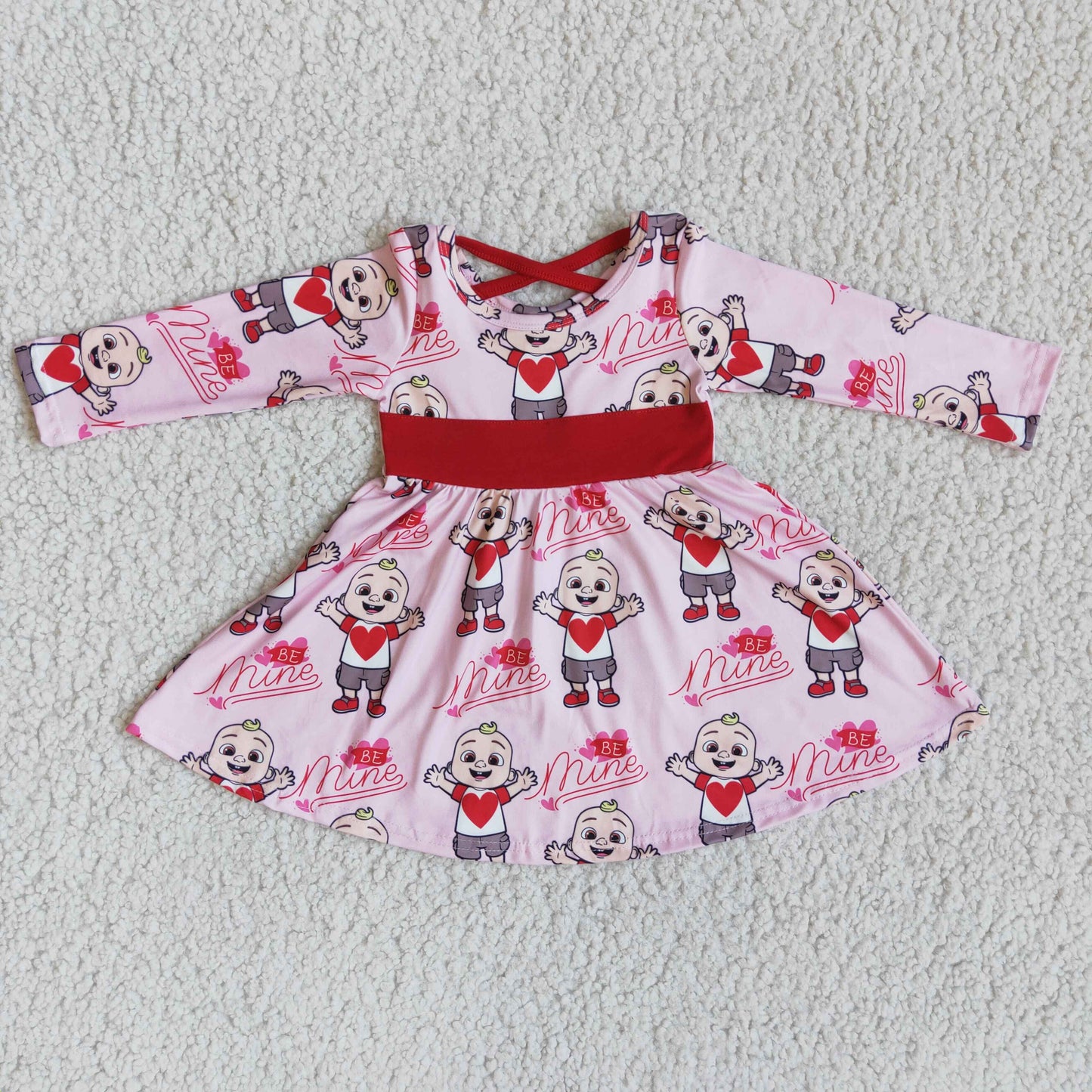 12.13 6 A27-4 Baby Girls Winter Dresses Baby Girls Be mine long sleeve twirl valentine's dresses