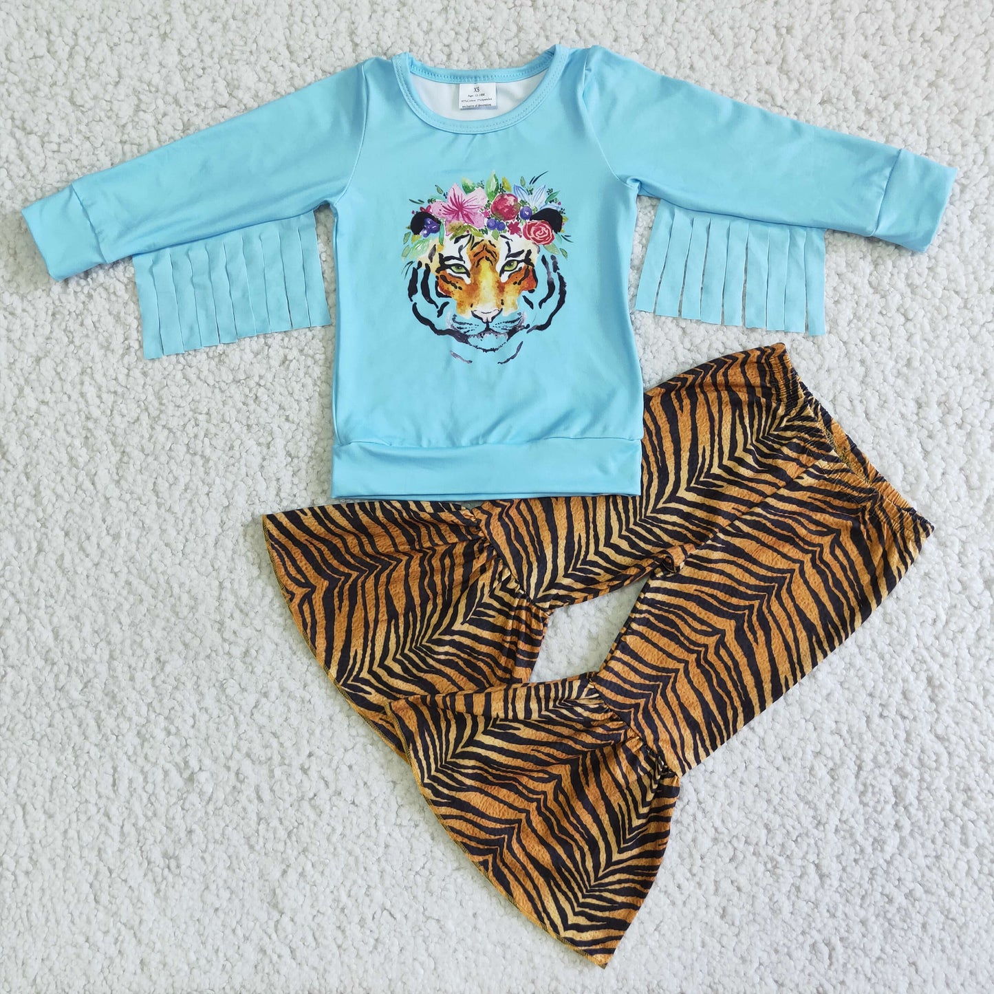9.16 6 A3-18 Baby Girls Winter Outfits Girls Wild tiger tassel bell set