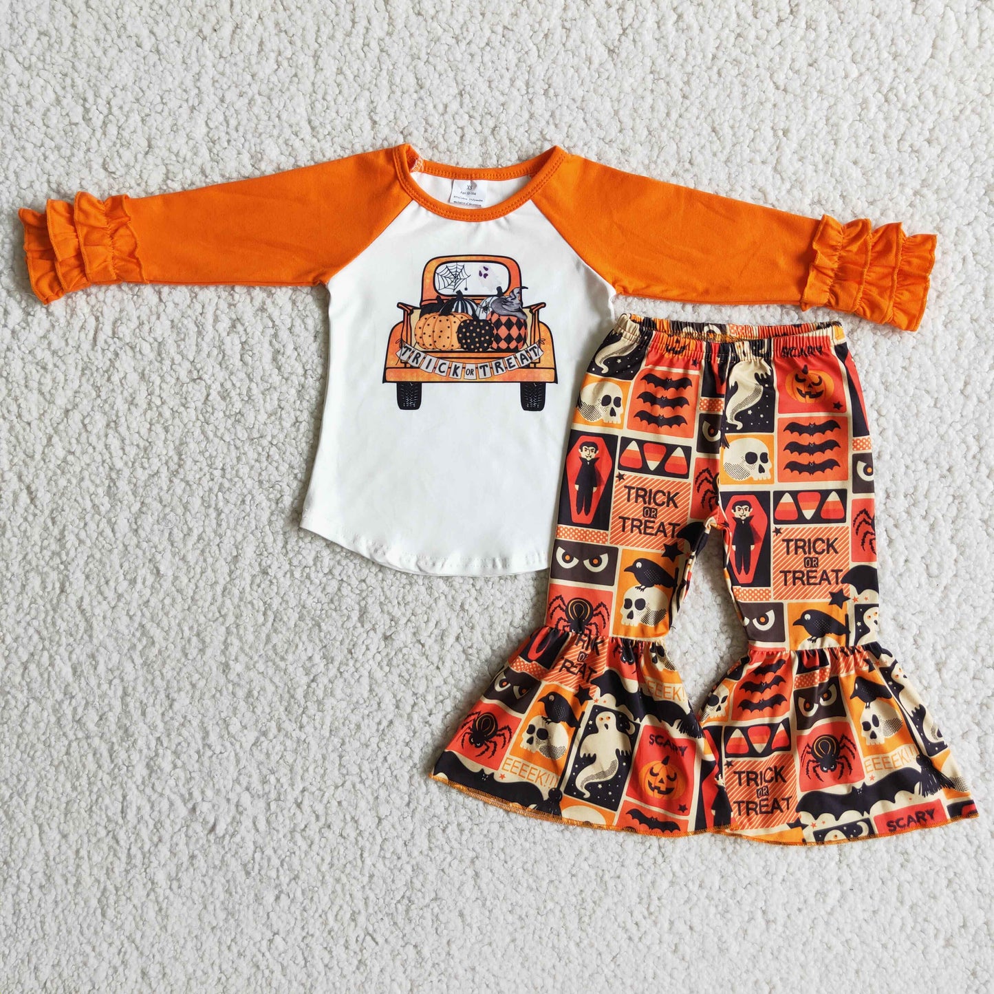 10.4 6 A7-30 RTS No Moq Clearance Baby Girls Winter Outfits Baby girls Orange Tractor pumpkin set