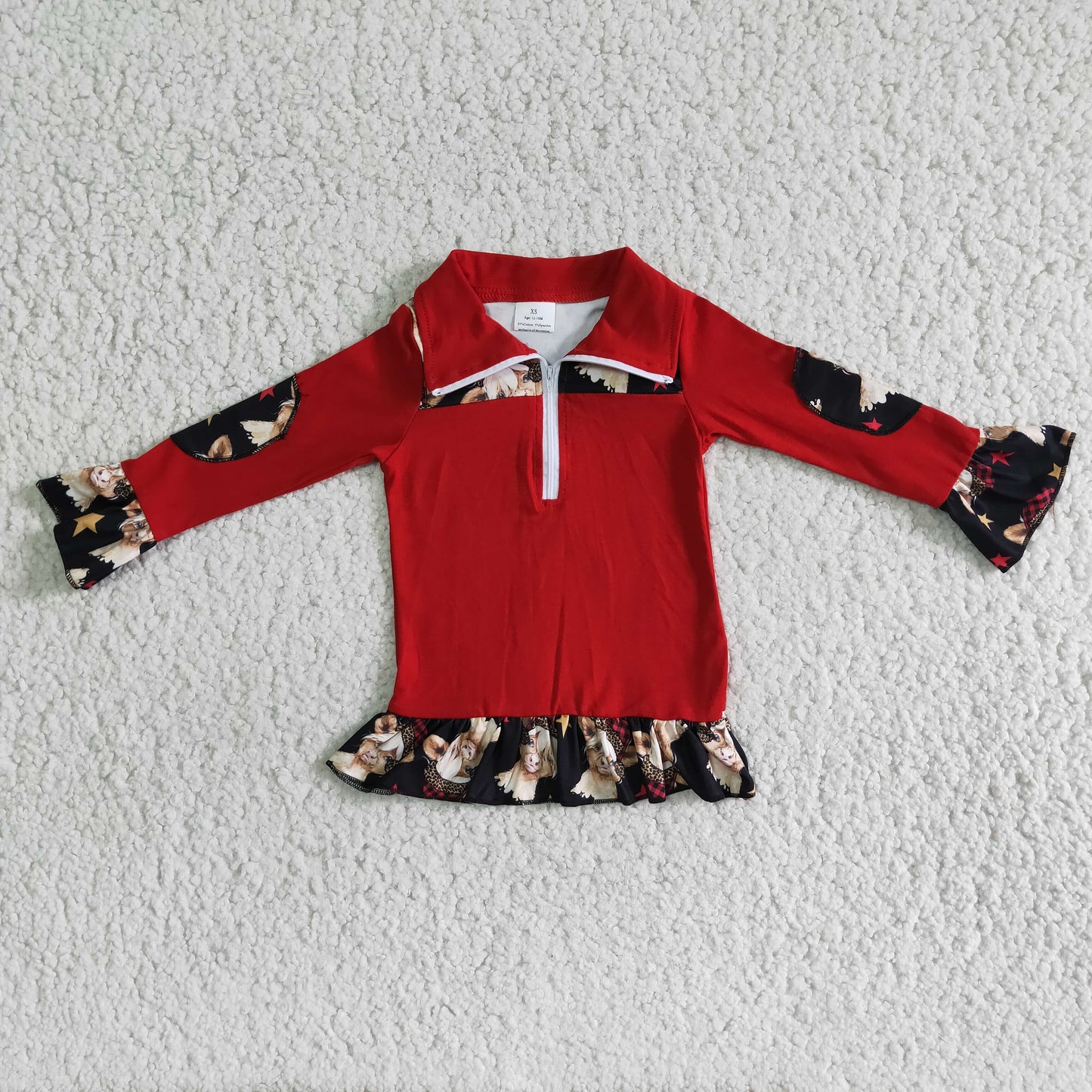 6 A8-3- Girls Christmas cow Pullover