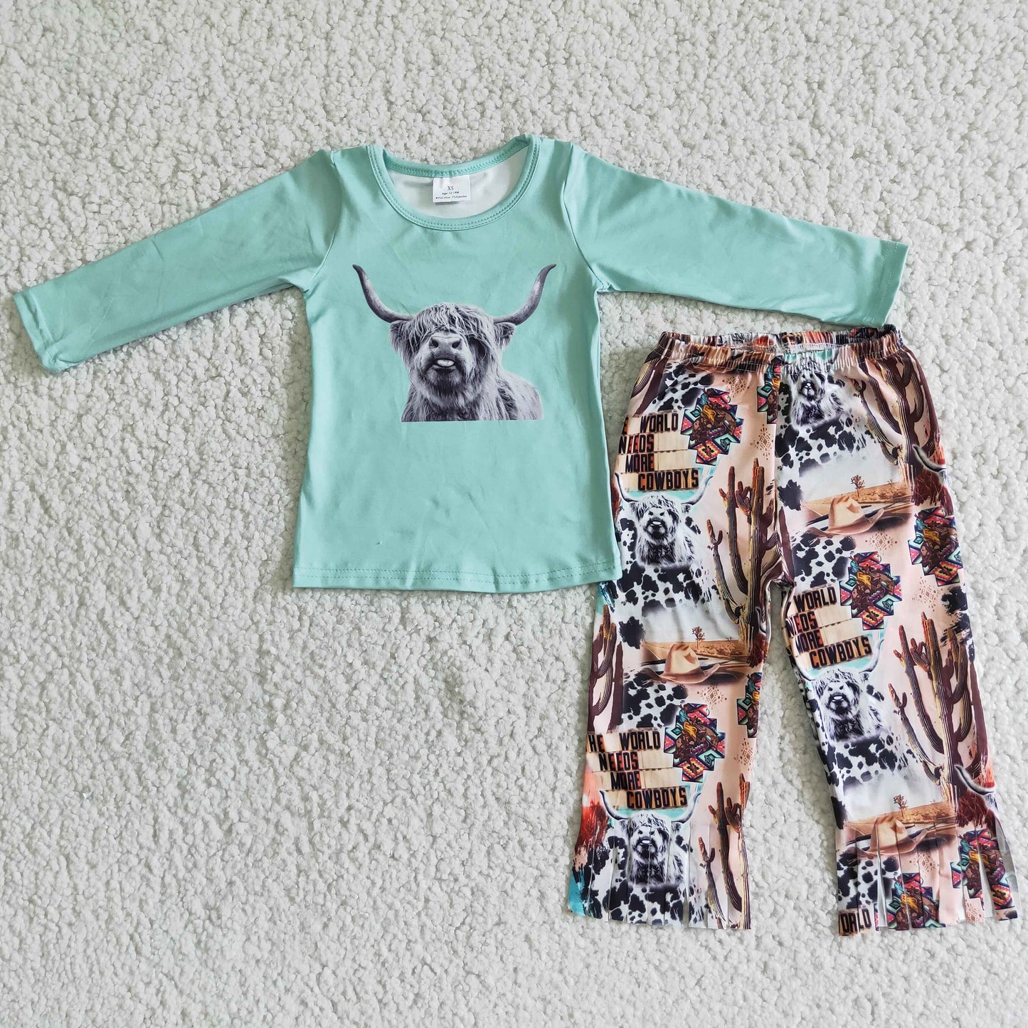 6 B1-5 Cow print tassels pants baby girls clothing