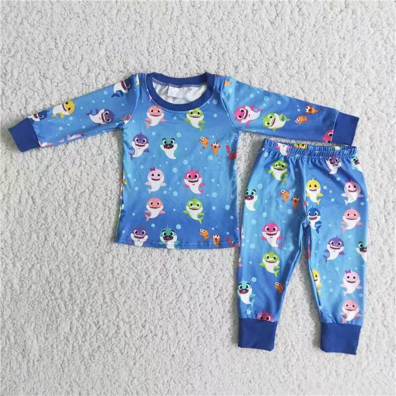 6 B11-19Long sleeve sleepwear boy pajamas