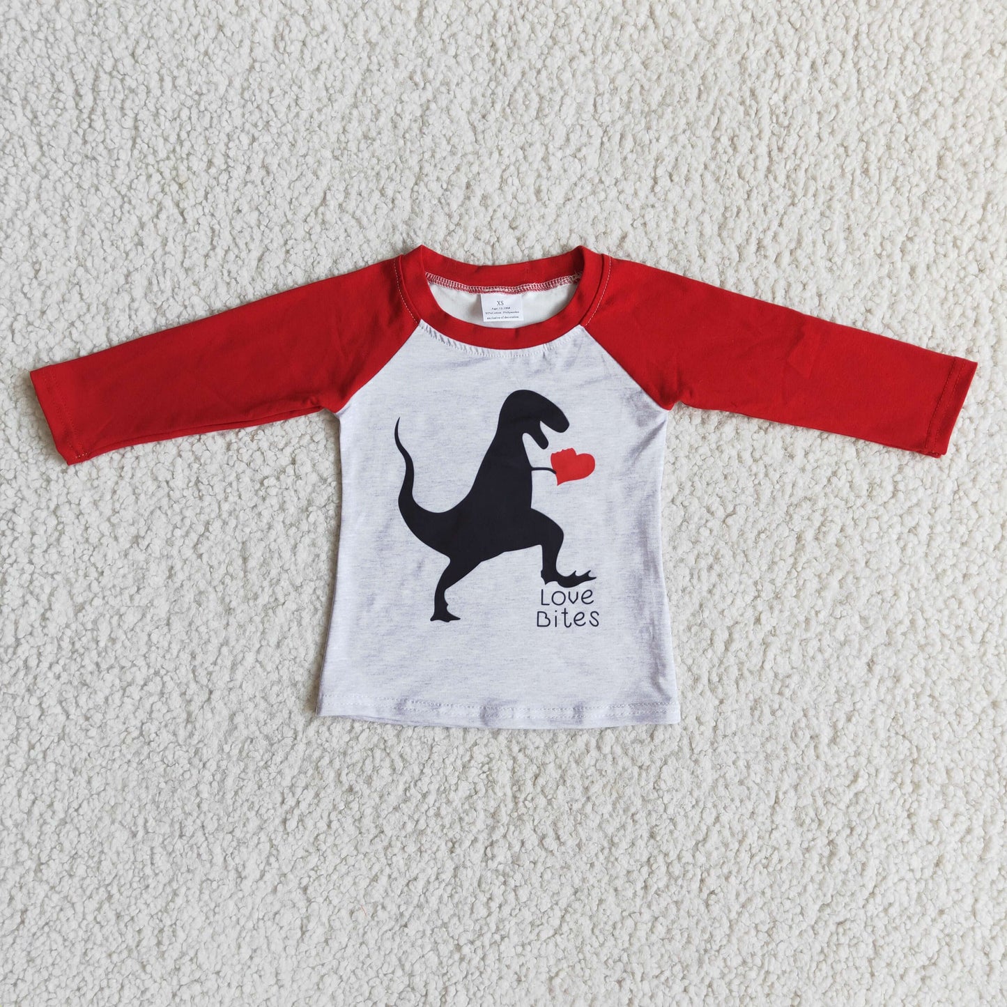 12.20 6 B12-7 RTS No Moq Promotion Baby Boys Valentines Dinosaur Shirts