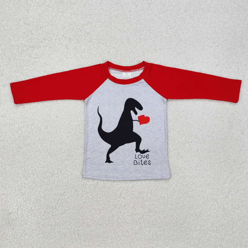 9.26 RTS Sibling Baby Boys Girls Hearts Dinosaurs XOXO Valentine Tee Shirts Top