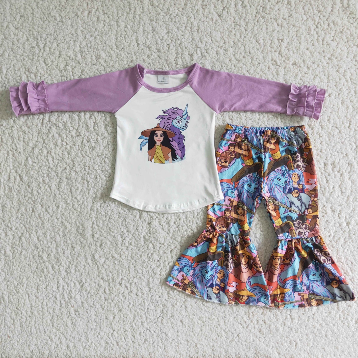 6 B3-17 Lavender long sleeve shirt pants girls clothing set