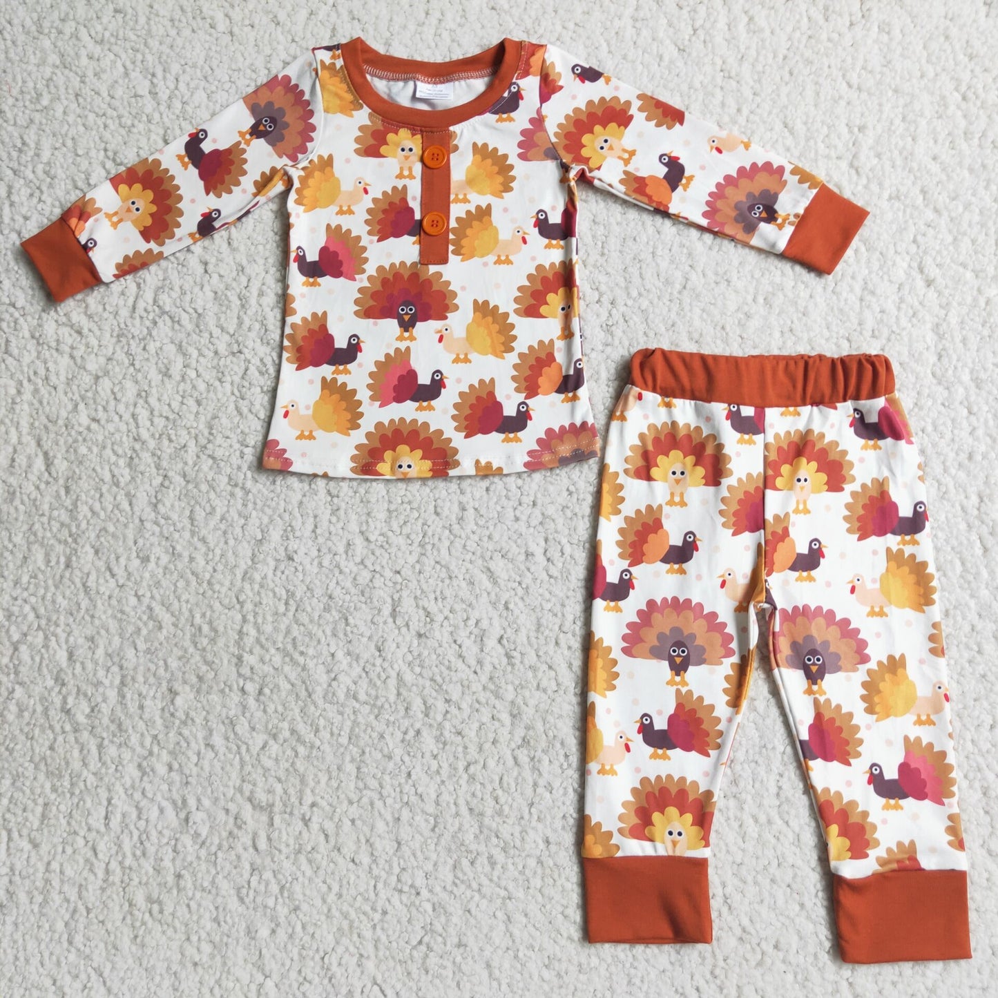 10.11 6 B3-3 RTS No Moq Clearance Baby Boys Winter Outfits Baby Boys Turkey Pajamas sets