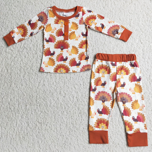 10.11 6 B3-3 RTS No Moq Clearance Baby Boys Winter Outfits Baby Boys Turkey Pajamas sets