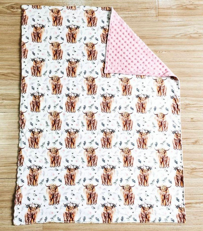 USA Warehouse (IN STOCK)6 B6-34 Cow Print Minky Polka Dots Baby Kids Blankets Soft Plush Blanket