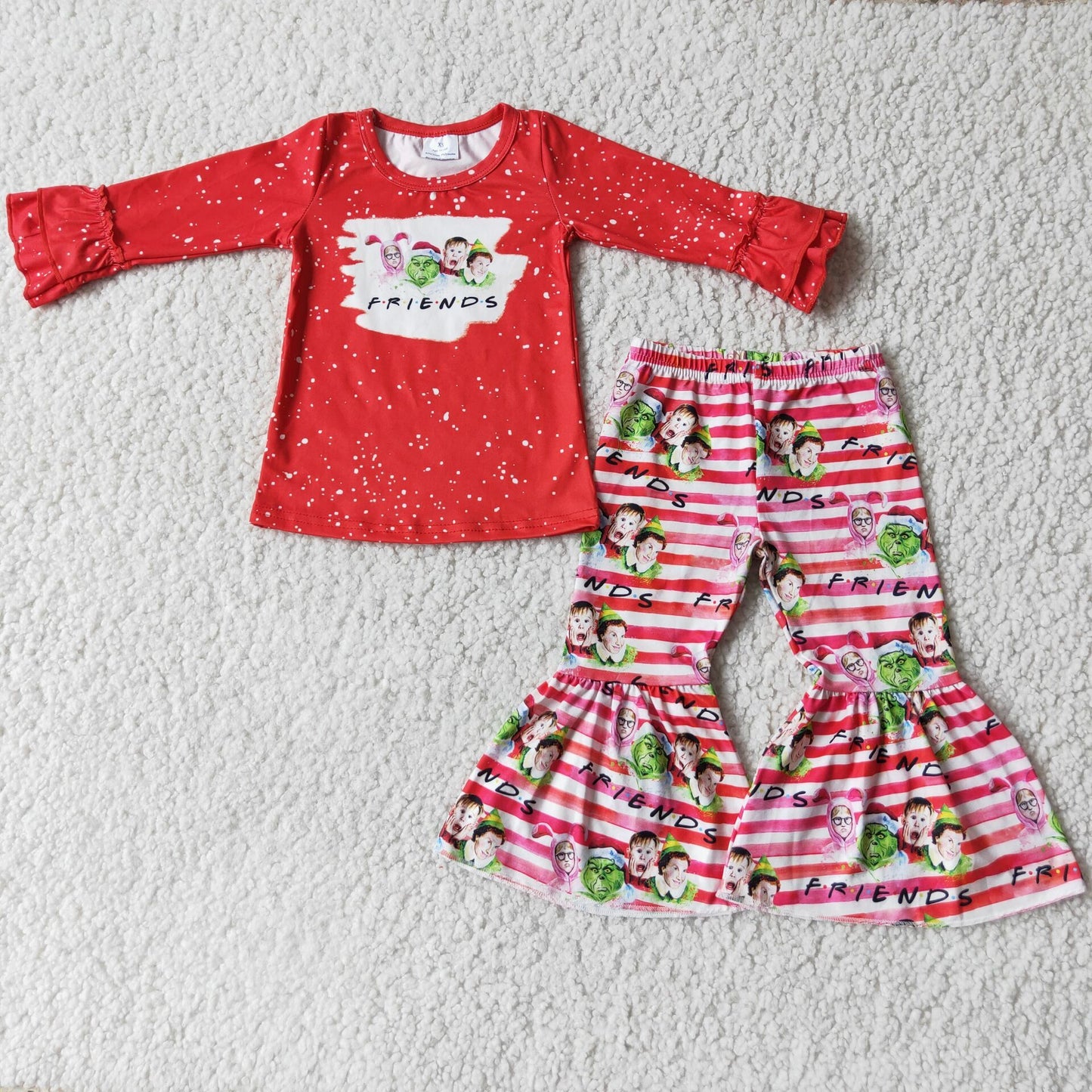 6 C6-17 Baby Girls Christmas friends bell pants sets
