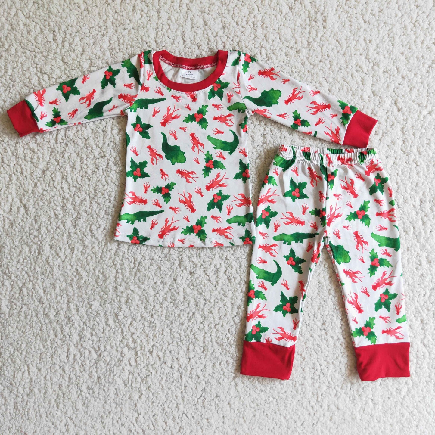 10.29 6 C9-19 RTS No Moq Clearance Baby Girls Winter Outfits Baby kids lobster pajamas
