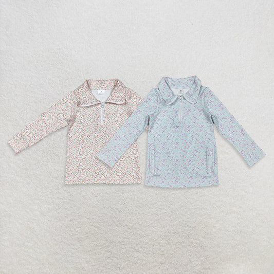 10.10 RTS Sibling Baby Girls Long Sleeves Floral Zipper Pullovers Tops
